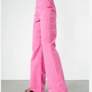Zara High Rise Wide Leg Pink Jean